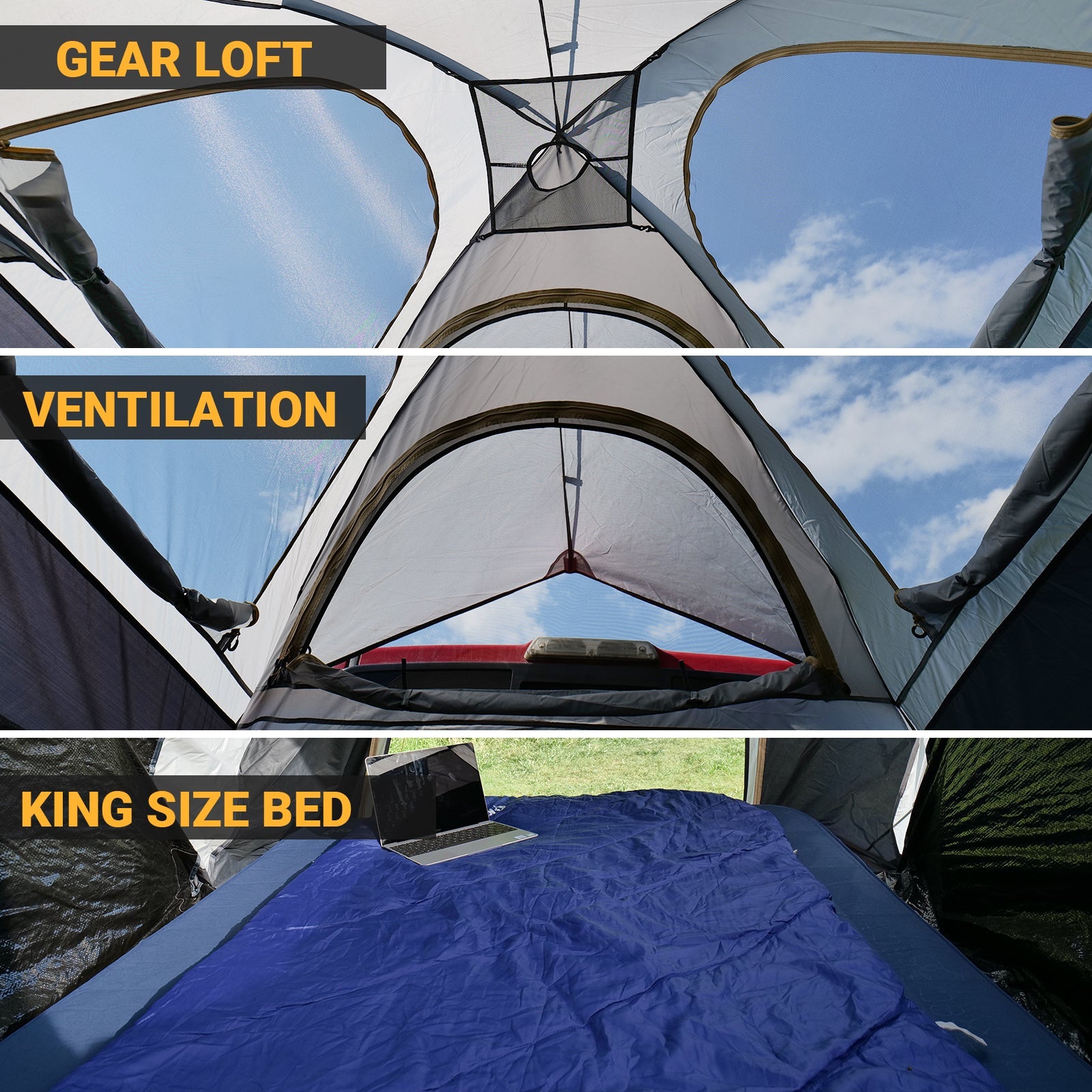 KingCamp 2 Person 6'5" Truck Bed Tent with Removable Awing