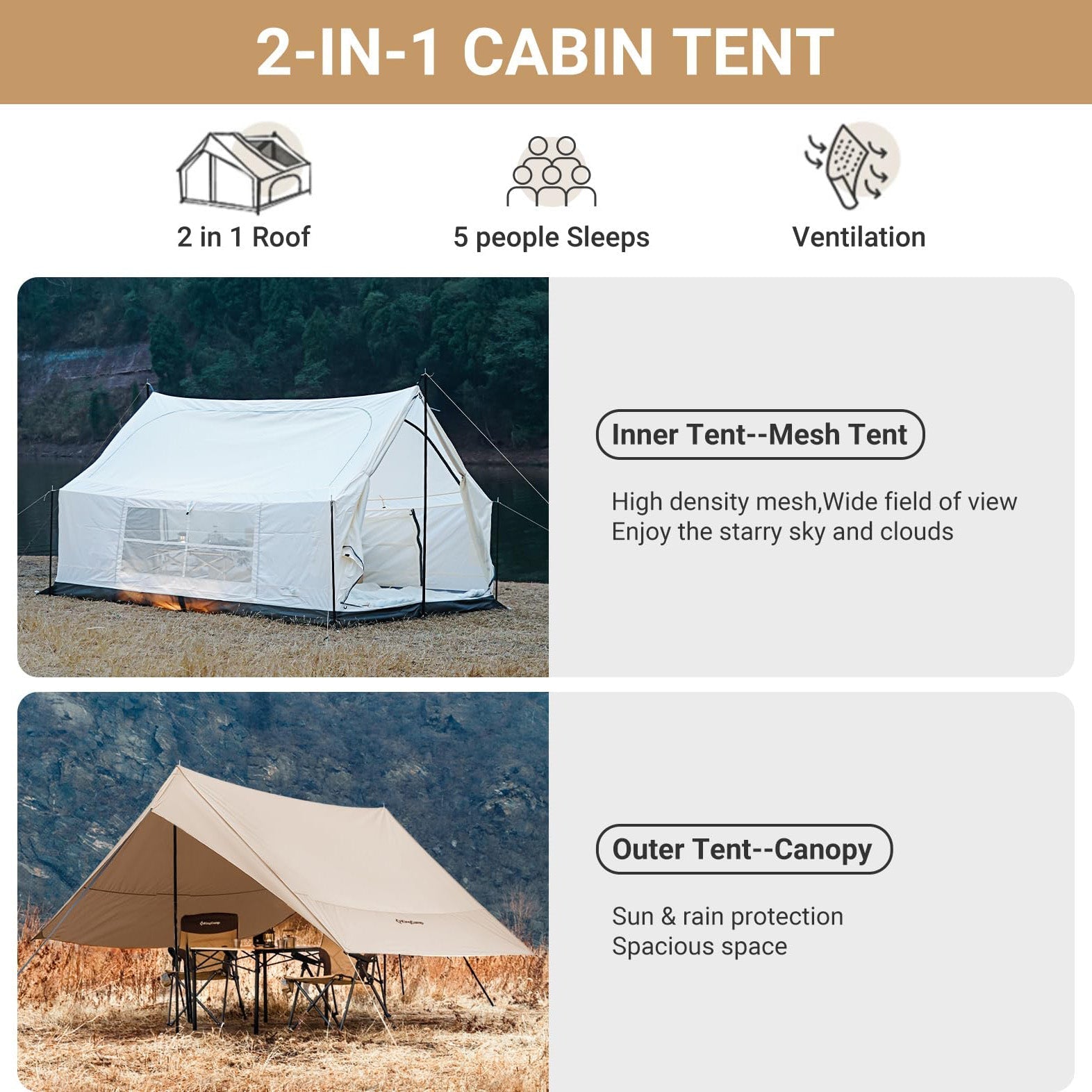 KingCamp Mountain In C2 Cabin Tent
